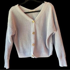 Powder Blue Button-Up Women’s Cardigan Sweater